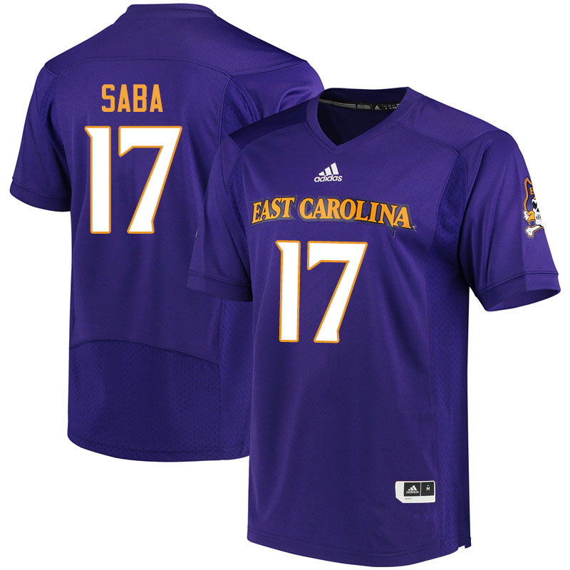 Men #17 Warren Saba ECU Pirates College Football Jerseys Sale-Purple - Click Image to Close